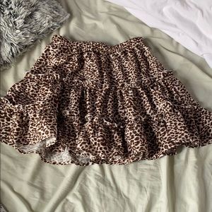 shein leopard ruffle skirt